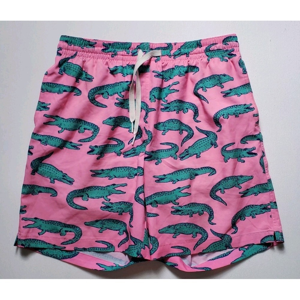Chubbies The Glades Swim Trunks Mens Small 7" Inseam Pink Alligator Shorts